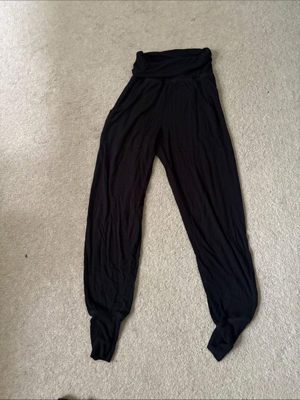 Aerie  fold over Black High-Waist Harem Pants - Women's Relaxed Fit XXS
